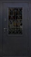 Металлическая дверь Порошковое напыление со стеклом и ковкой №380 для улицы